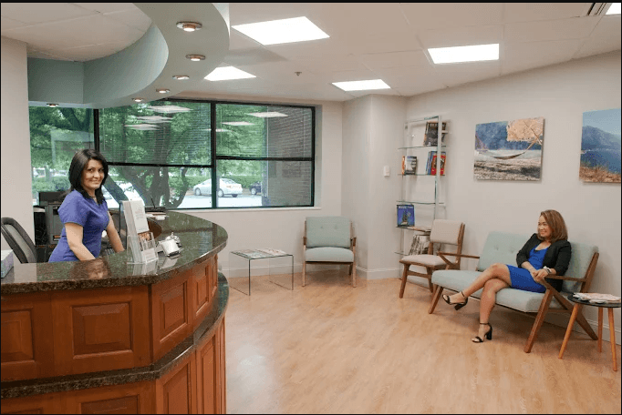 Fairfax Advanced Dentistry waiting room with modern furnishings